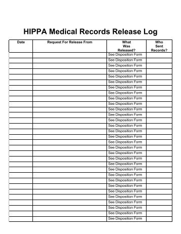 HIPAA Medical Records Release Log