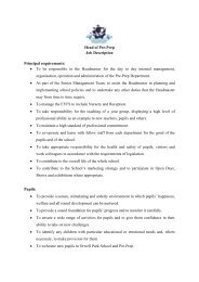 Head of Pre-Prep Job Description Principal requirements: â¢ To be ...