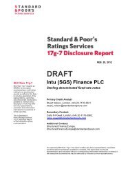 Intu (SGS) Finance PLC - Standard and Poor's 17g-7