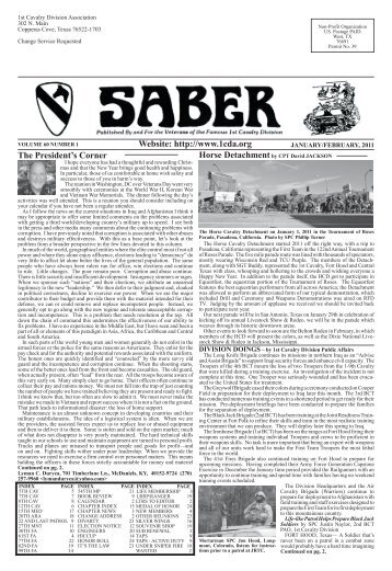 Jan Feb '11 Saber.indd - First Cavalry Division Association