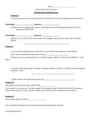 Answer Sheet For CLEA Lab Classification of Stellar Spectra From p ...