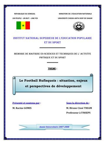 Le football rufisquois : situation, enjeux, et perspectives de ... - BEEP