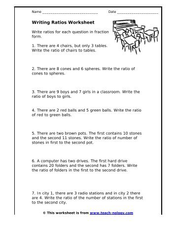 Writing Ratios Worksheet - Teach-nology