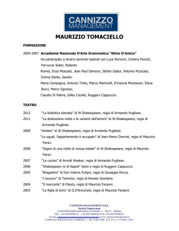 CV MAURZIO TOMACIELLO .pdf - Cannizzo Management