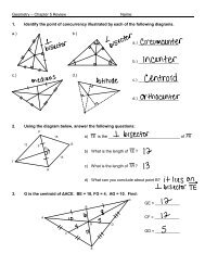 Geometry â Chapter 5 Review Name: 1. Identify the point of ...