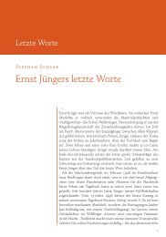 Stephan Schlak: Ernst JÃƒÂ¼ngers letzte Worte