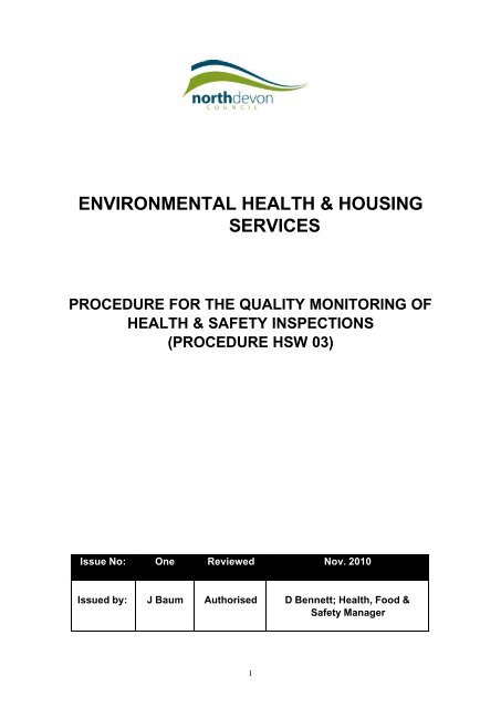 Procedure for quality monitoring of health and safety inspections