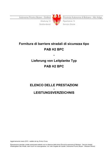 fornitura PAB H2 BPC - Provincia Autonoma di Bolzano