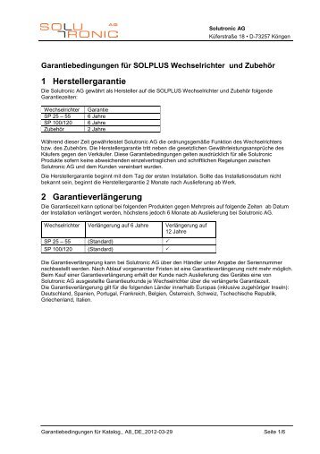 Garantieunterlagen - German Solar