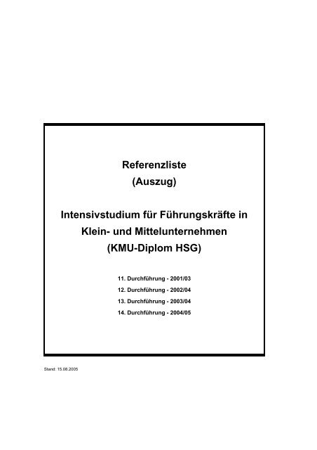 Referenzliste 11 - 14 DurchfÃ¼hrung.pdf - beim KMU-HSG