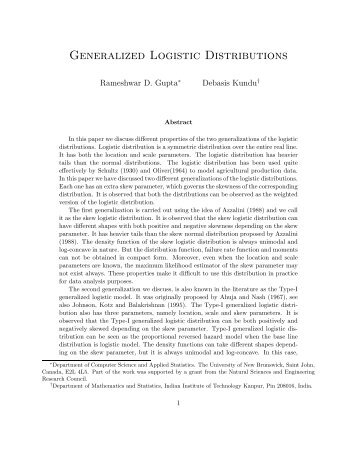 Generalized Logistic Distributions - IASRI