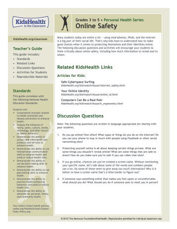 Teacher's Guide: Online Safety - KidsHealth in the Classroom