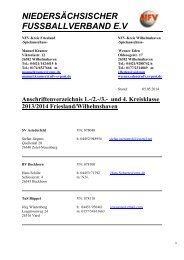 Anschriftenverzeichnis 1. - 3. Kreisklasse FRI/WHV - Heidmuehler ...