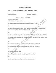 Madras University M.C.A Programming in Cobol Question paper