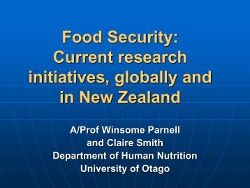 Food Security: Current research initiatives, globally and in New ...