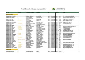 Verzeichnis aller Lindenberger Vermieter