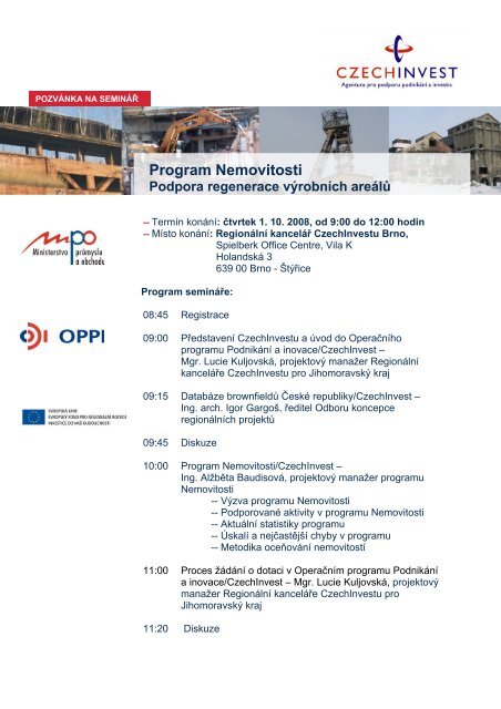 Program Nemovitosti - Podpora regenerace vÃ½robnÃ­ch ... - CzechInvest