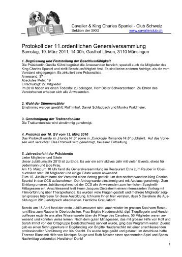 Protokoll der Generalversammlung vom 19.03.2011