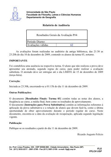 Notas P#4 da Turma 03 - Departamento de Geografia - USP