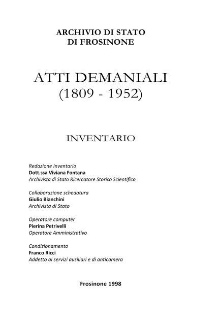 ATTI DEMANIALI (1809 - 1952)