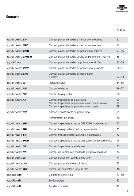 Catalogo 2003 Correas industriales Lista de produtos 2003 ...