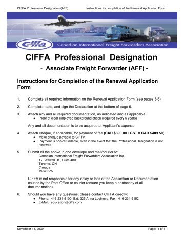 Renewal Associate PFF - CIFFA.com