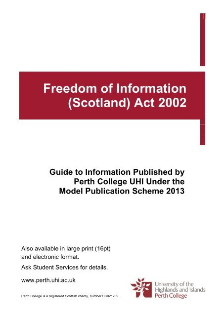 FOI Guide to information published by Perth College UHI under the ...