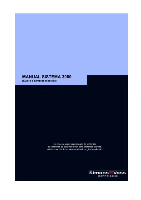 MANUAL SISTEMA 3060 - SimonsVoss technologies