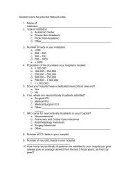 Questionnaire for Potential Network Sites - Neurocritical Care Society