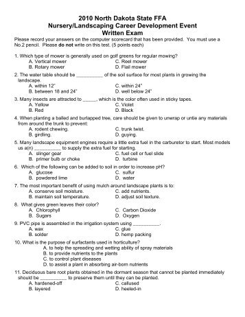 2010 North Dakota State FFA Nursery/Landscaping Career - ND FFA