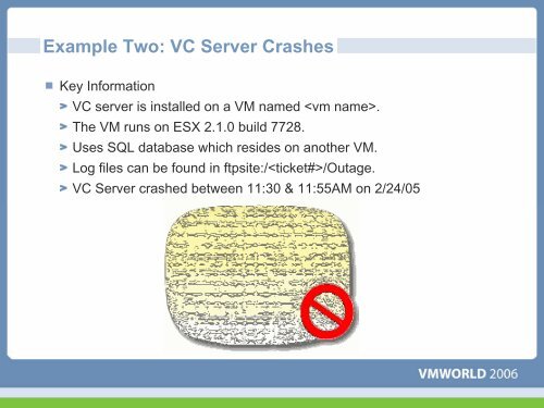 Virtual Center 1.x Troubleshooting - VMware