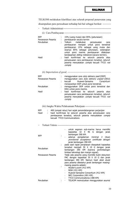 Tender Pengadaan Palapa Ring Mataram-Kupang Cable ... - KPPU