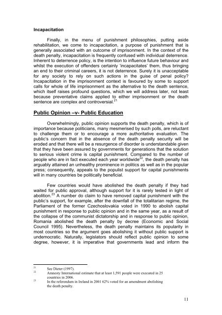 CAPITAL PUNISHMENT BRIEFING PAPER - University of Westminster