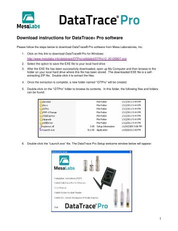 Download instructions for DataTraceÂ® Pro software - Mesa Labs