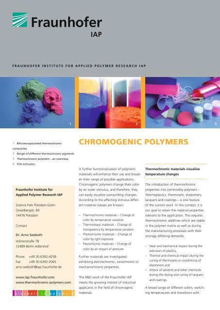 CHROMOGENIC POLYMERS - Thermochrome Kunststoffe