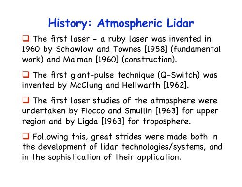 Lecture 2 Laser Remote Sensing Overview