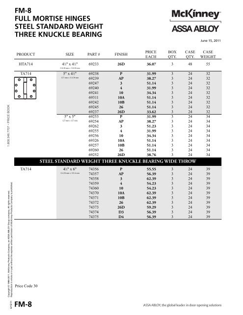 McKinney Price Book effective June 15 2011.pdf - LV Sales Inc