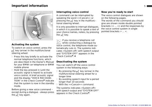 Owner's Manual for Voice Control. The Convenient ... - E38.org