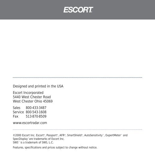 Passport 8500 Radar Detector - Escort Inc.