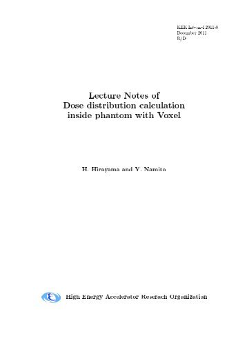 Lecture Notes of Dose distribution calculation inside phantom with ...