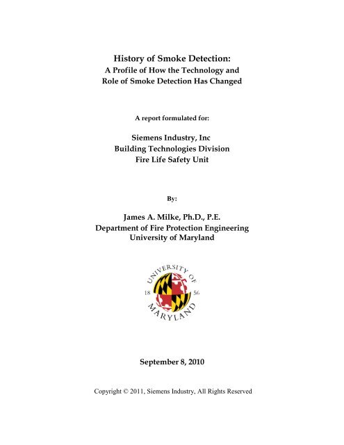 History Of Smoke Detection Siemens Industry Inc