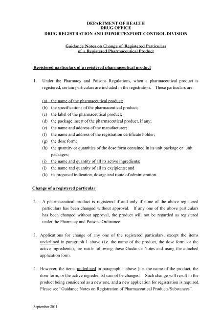 Guidance Notes on Change of Registered Particulars