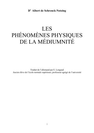 les phÃ©nomÃ¨nes physiques de la mÃ©diumnitÃ© - Centre spirite lyonnais