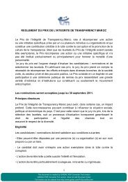 RÃ©glement du Prix de l'intÃ©gritÃ© 2011 - Transparency