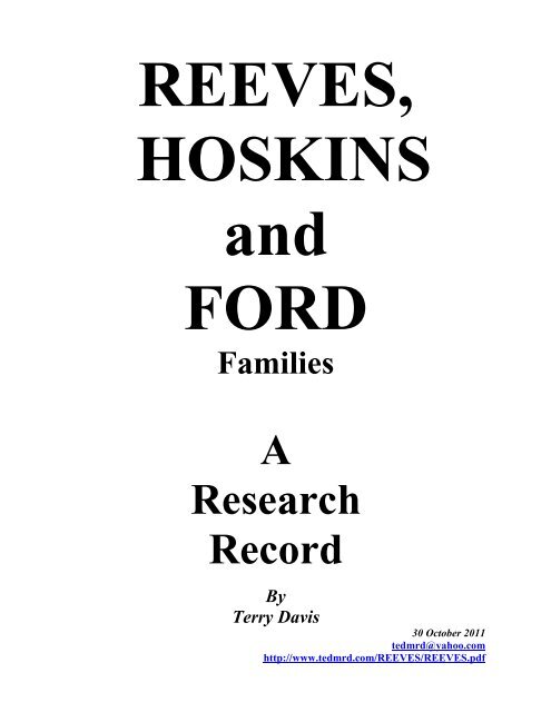reeves - Davis Genealogy Home Page