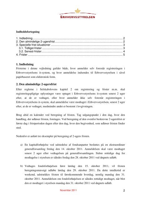 Vejledning om frister for kapitalselskaber (pdf) - Erhvervsstyrelsen