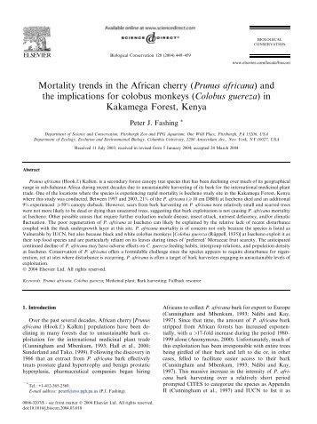 Mortality trends in the African cherry (Prunus africana) and the ...