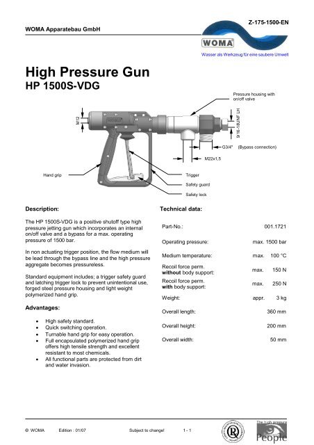 High Pressure Gun - HP 1500-V - Woma