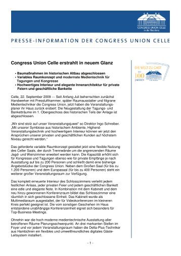 Congress Union Celle erstrahlt in neuem Glanz