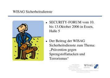 WISAG Sicherheitsdienste SECURITY-FORUM vom 10. bis 13.Oktober ...